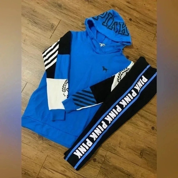 PINK Victoria's Secret Blue and Black Hoodie - Picture 2 of 9